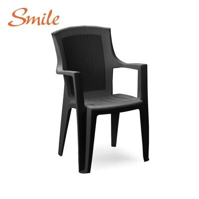 SMILE - ELEN SEDIA IMPILABILE MONOBLOCCO COLORE GRIGIO SCURO EFFETTO RATTAN