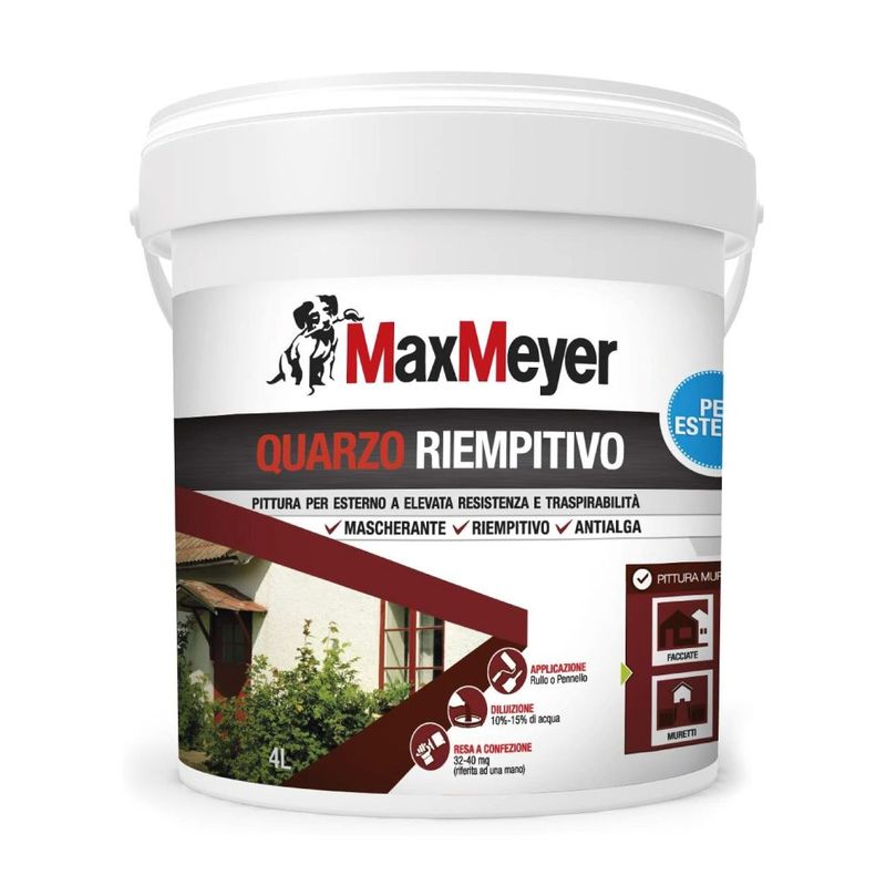 MAXMEYER - QUARZO RIEMPITIVO ANTIALGA PITTURA PER ESTERNI BIANCO 4 LT. 165024