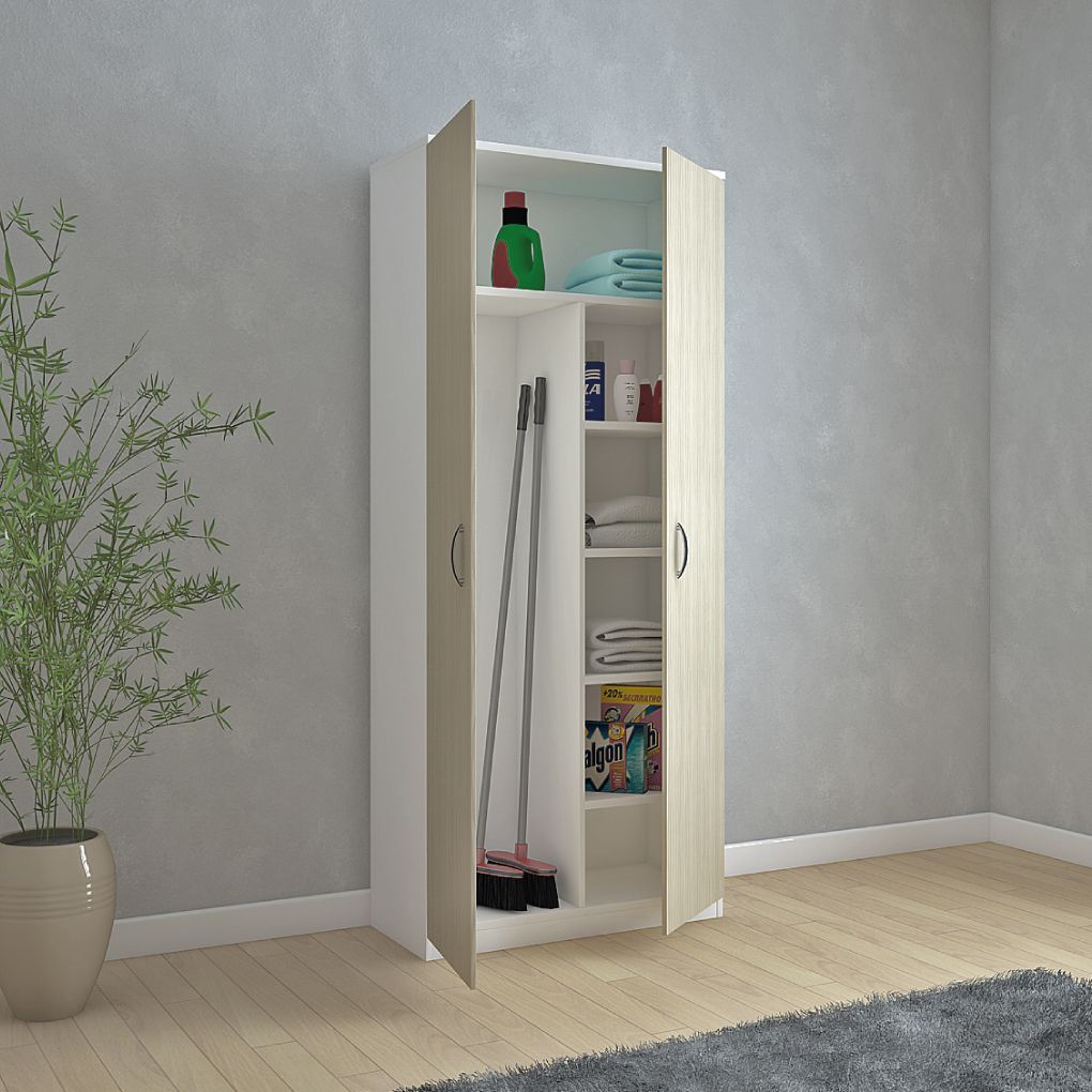 CTF - ERCOLE ARMADIO PORTASCOPE 2 ANTE 72 X 36 X 186 BIANCO/OLMO 751810