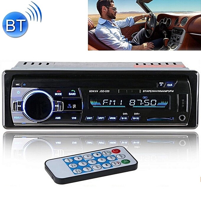 Car FM Bluetooth Stereo Audio MP3 Player Radio 1 Din In-dash FM Receiver Handfree Call with USB/SD/MMC Input 12V JSD-520