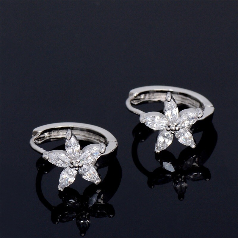 Flower Huggies Hoop Earrings