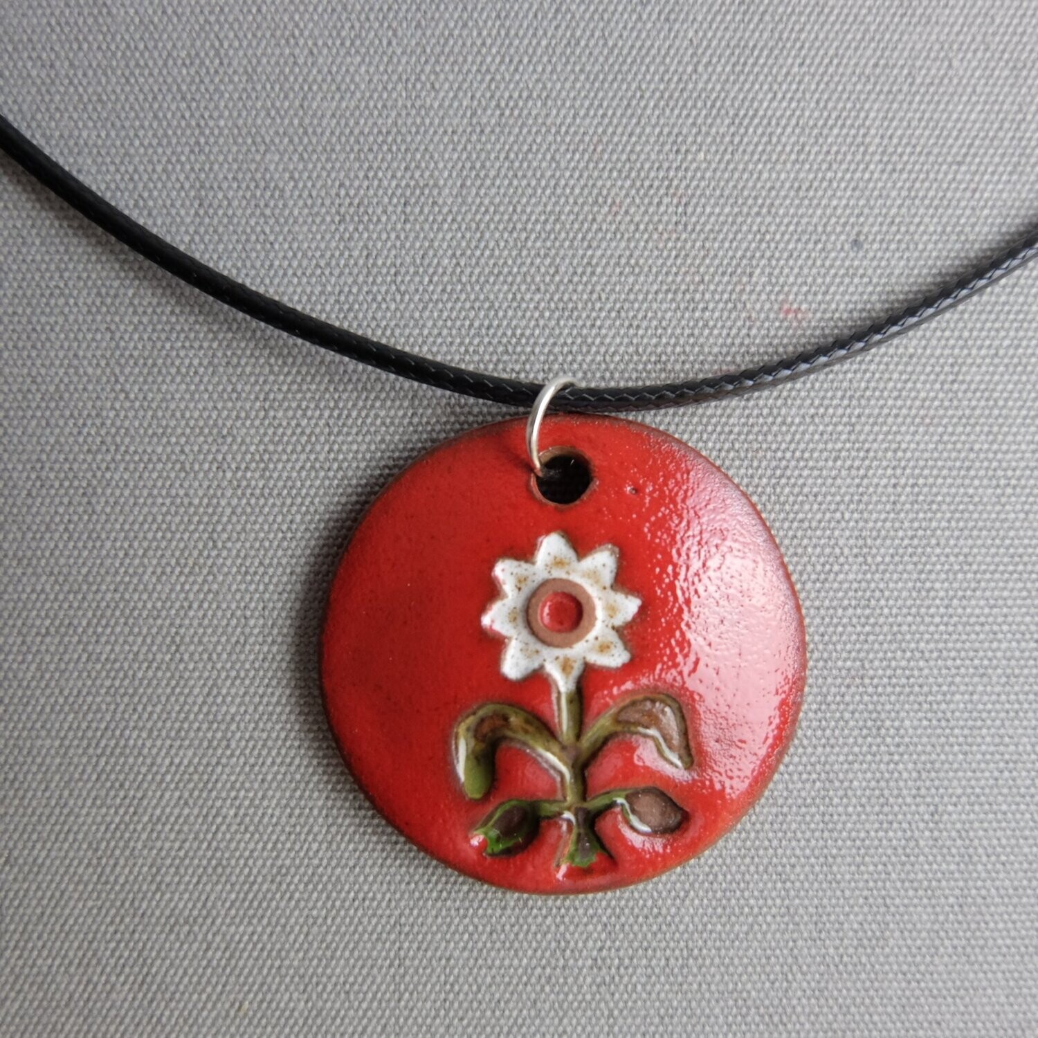 Schmuck Medaillon "Blume" rot