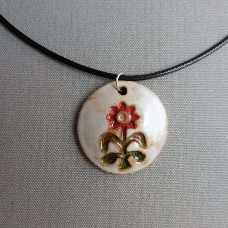 Schmuck Medaillon "Blume" weiß