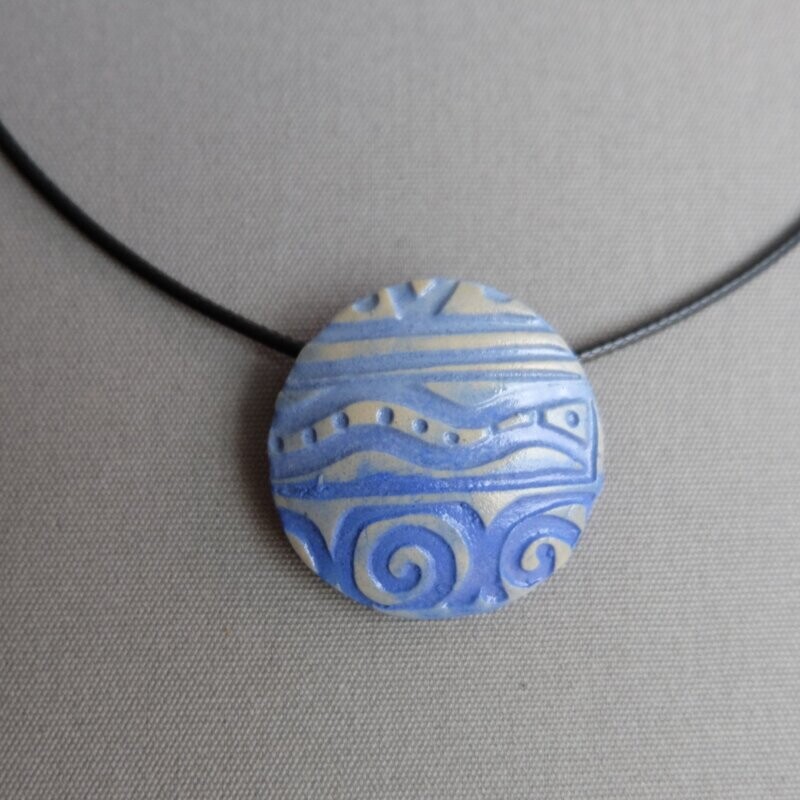 Schmuck Medaillon "Welle" blau