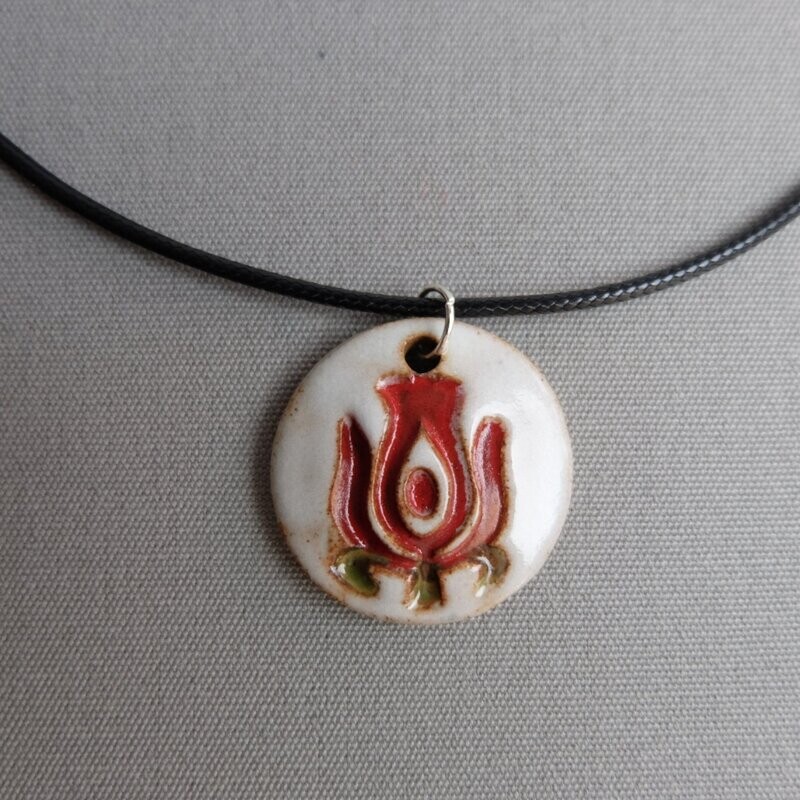 Schmuck Medaillon "Blume" weiß/rot
