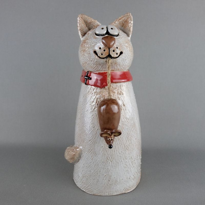 Origineller Zaunhocker "Katze mit Maus"