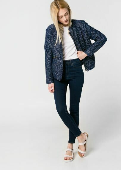Chaqueta DE MANGO talla M Color AZUL MARINO Estampado!!!