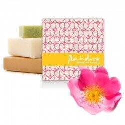 FLOR DEL OLIVO Jabón natural para piel sensible de rosa mosqueta y aloe vera