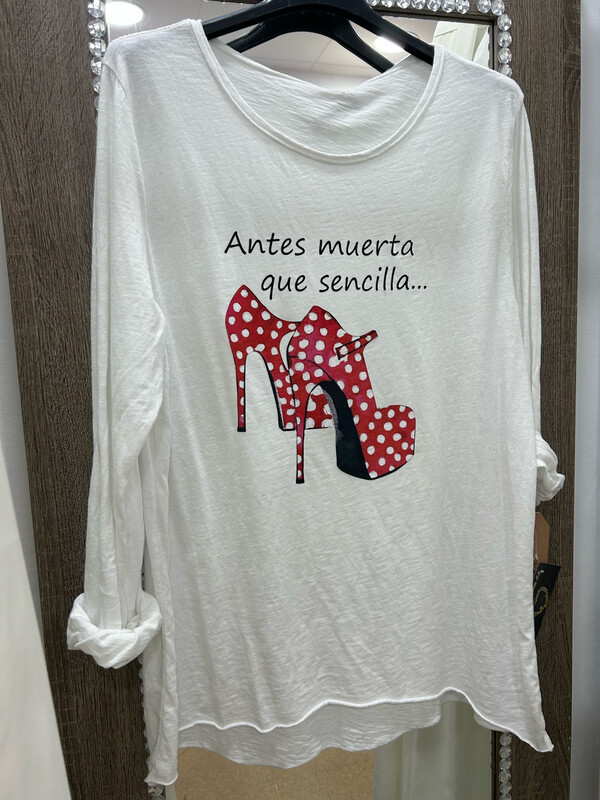 Camiseta MARTAJEANS Estampada, Talla ÚNICA!!!!