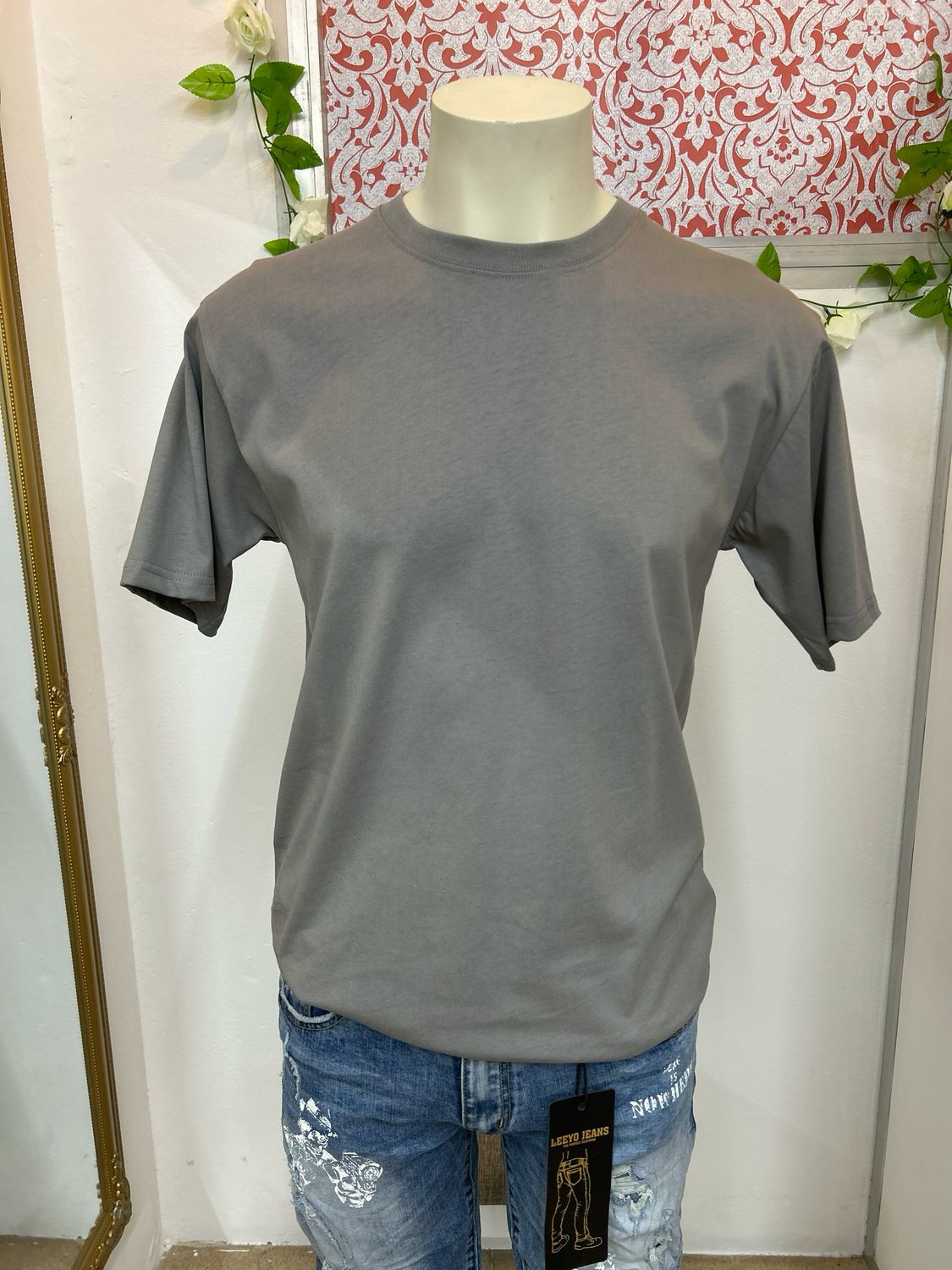 CAMISETA Hombre Cuello REDONDO GRIS