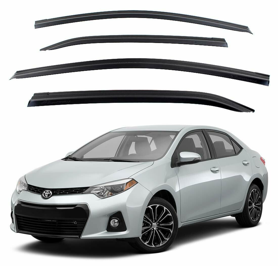 Safe Smoke Window Visor Sun Rain Vent Guard 4 Pcs Set for 2014~2018 Toyota Corolla Out Channel Visor
