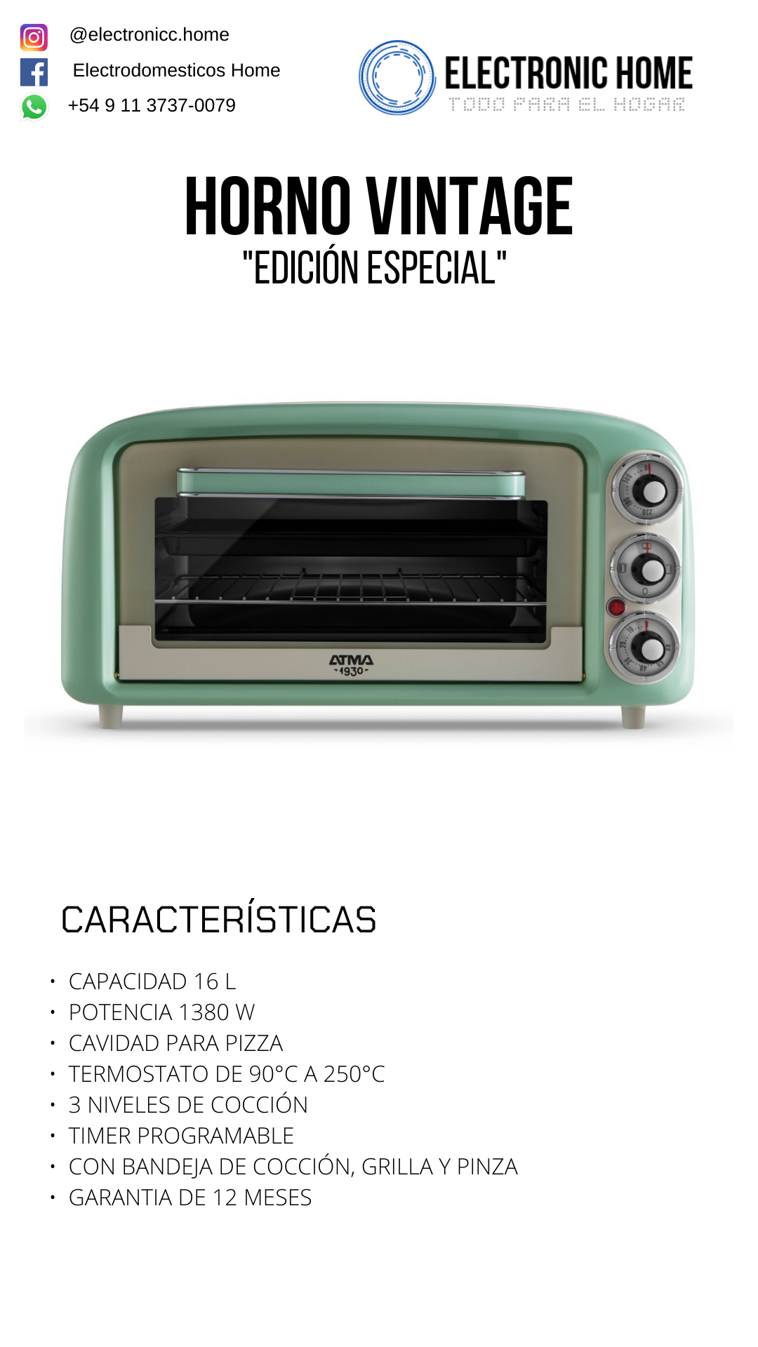 Horno Electrico con 2 Anafes Atma HG4010AN - HiperHogar