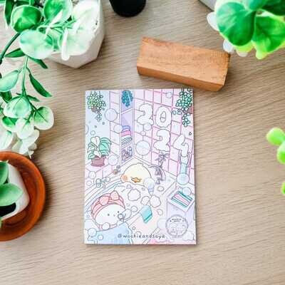 2024 Cute Green Calendar Wookie and Soya Aesthetic Reusable Calendar with Wooden or Rings Artprints