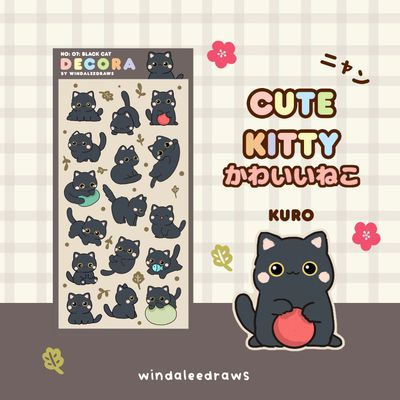 Cute Kitty Kawaii Neko Sticker Sheet DECORA | Bullet Journal Stickers, Planner Stickers, Book Stickers - Laptop Water Bottle