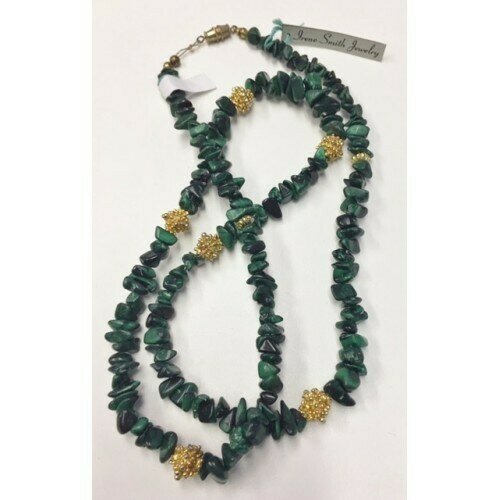Irene Jewelry: Dark Green Malachite Small Pebbles Necklace