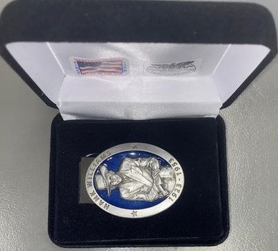 Pewter - Money Clip - Blue Enamel