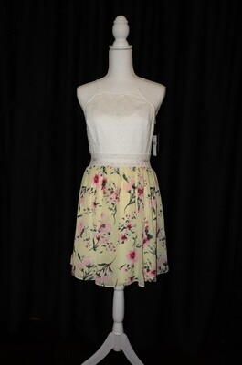 AP White/Yellow Floral Mini Dress (Size 9)