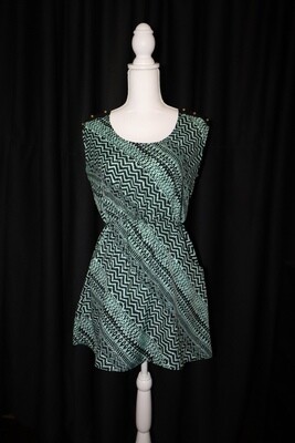 AP Green/Black Printed Mini Dress (Medium)