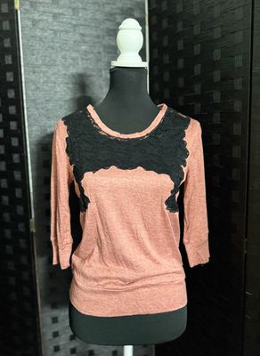 (Large) AP Salmon Lace Top