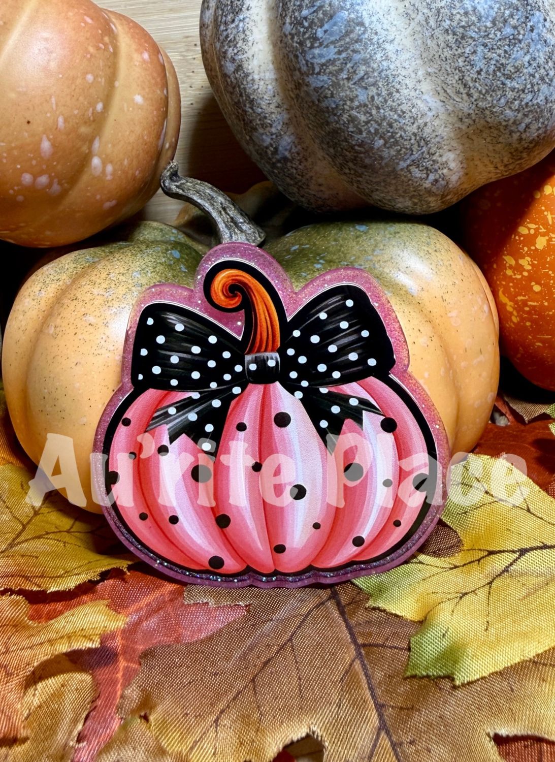 Pink on Black Polka Pumpkin