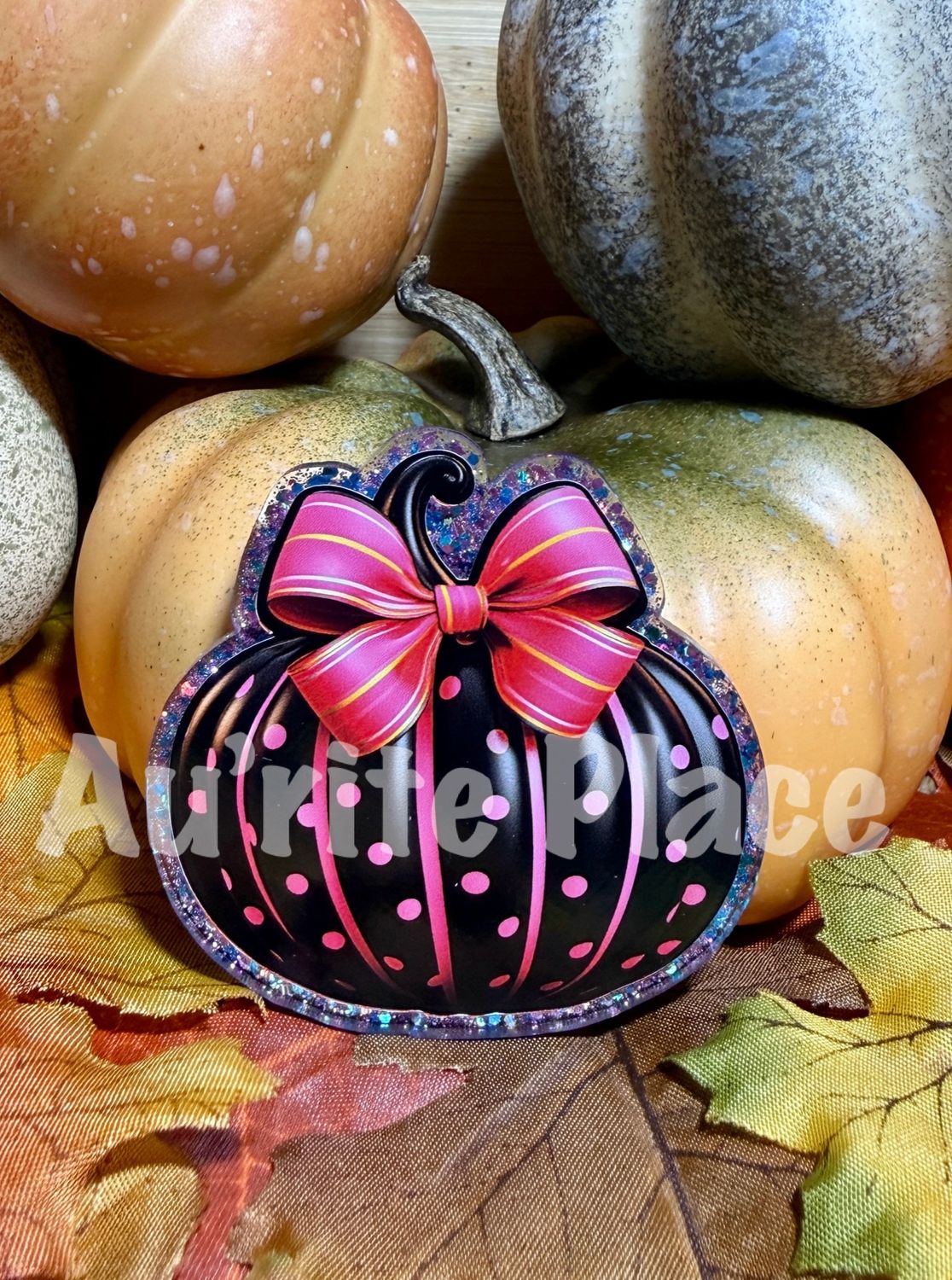 Black on Pink Polka Pumpkin