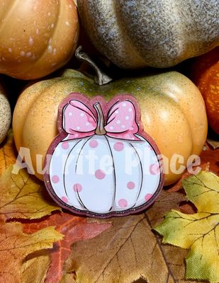 White on Pink Polka Pumpkin