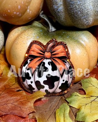 White on Black Cow Print Pumpkin