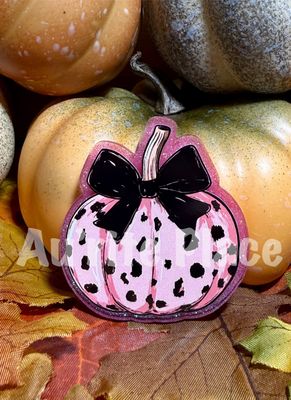 Pink on Black Cow Print Pumpkin