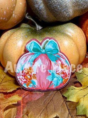 Pink on Teal Leaf Pumpkin