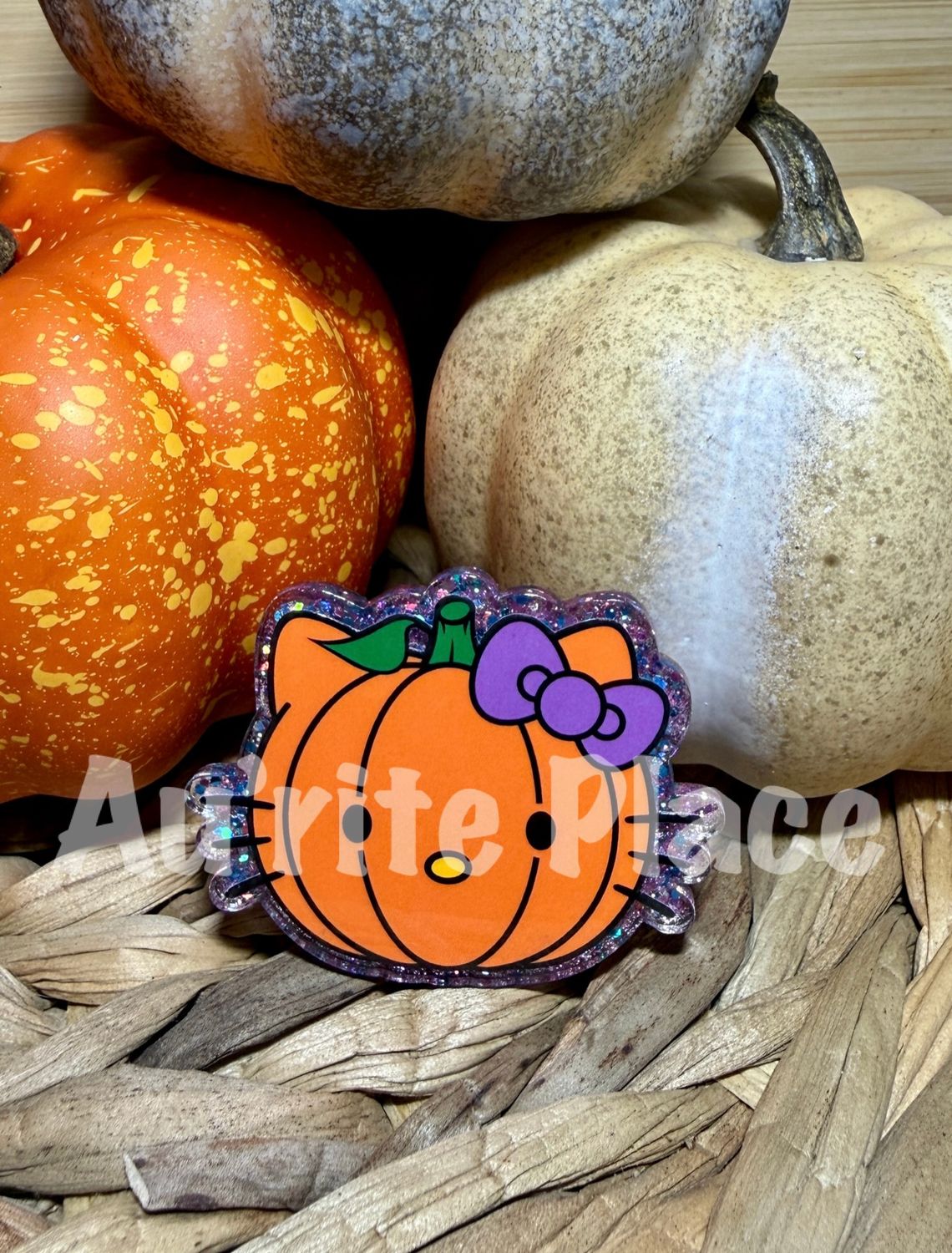 Kitty Pumpkin Purple Bow