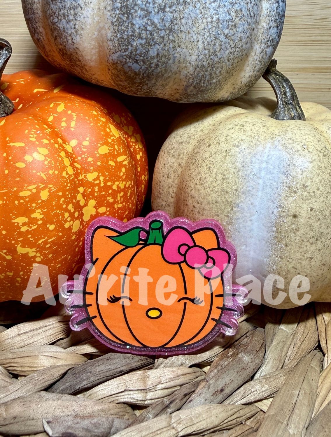 Kitty Pumpkin Pink Bow
