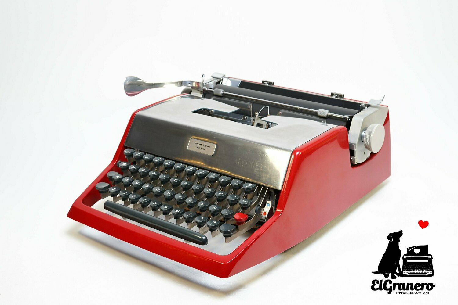 Olivetti Studio de Luxe Red and Silver Typewriter