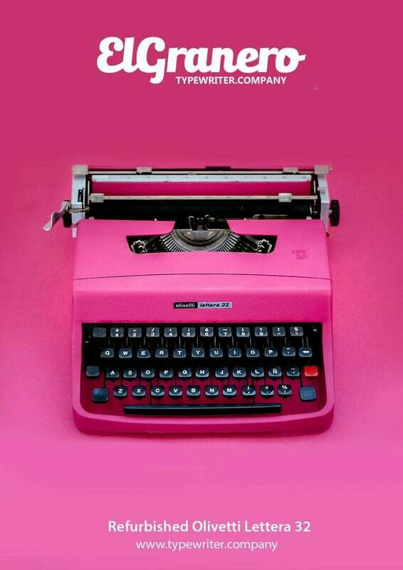 Olivetti Lettera 32 Pink Typewriter