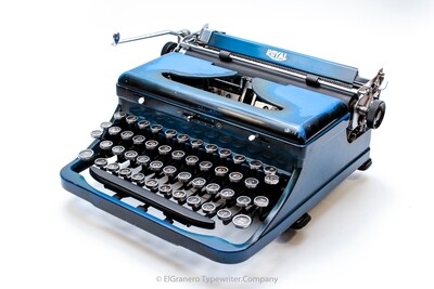 Extremely RARE - Royal Model "A" Unique Blue Antique Typewriter - portable typewriter - 1930s American typewriter