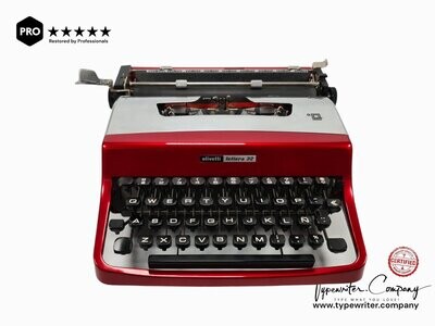 Limited Edition Olivetti Lettera 32 Silver & Red Typewriter, Vintage, Manual Portable, Professionally Serviced by Typewriter.Company