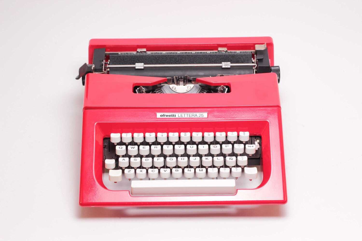 Olivetti Lettera 25 Red Typewriter, Vintage, Manual Portable, Professionally Serviced by Typewriter.Company