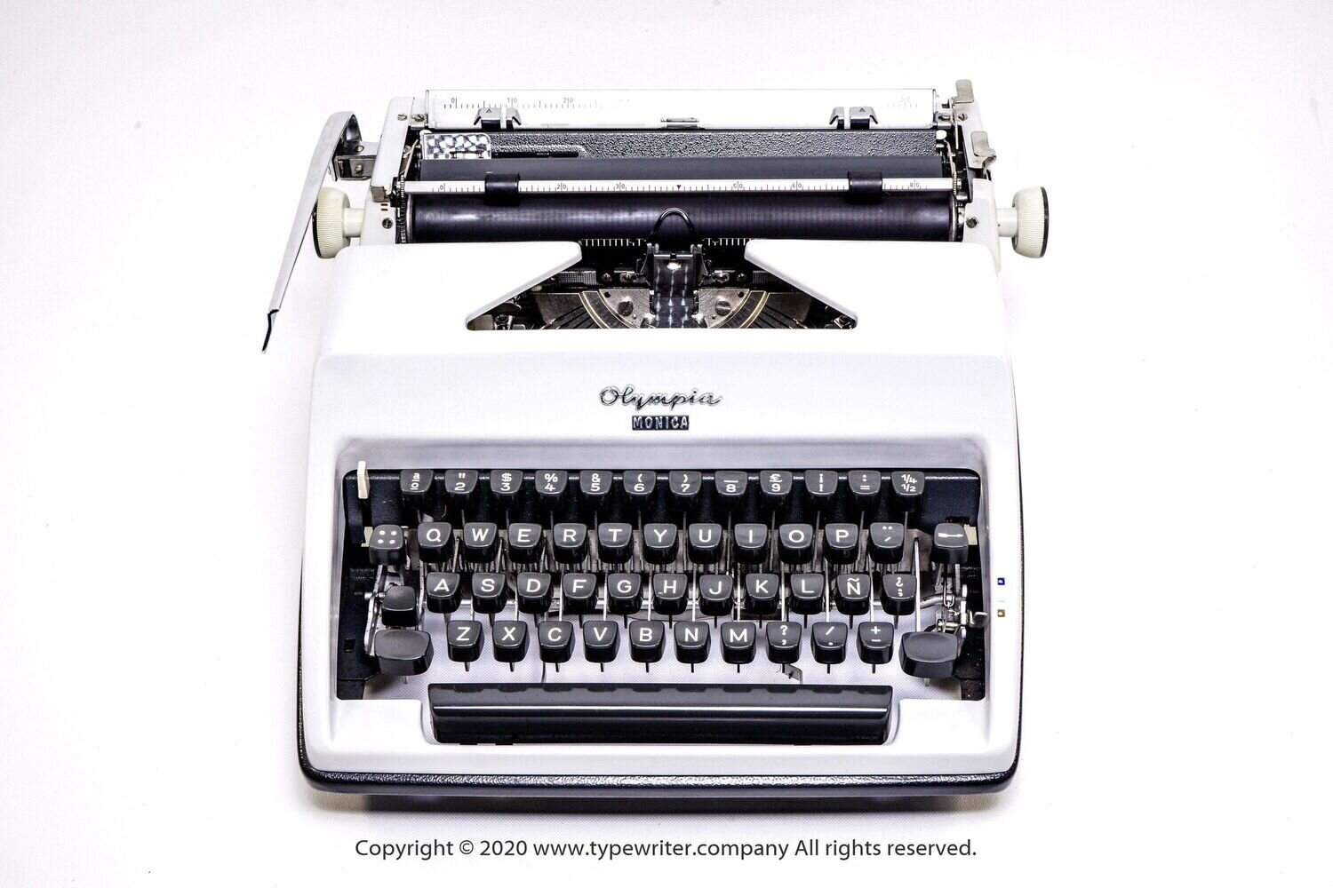 Olympia SM8 White Typewriter, Vintage, Mint Condition, Manual Portable, Professionally Serviced by Typewriter.Company