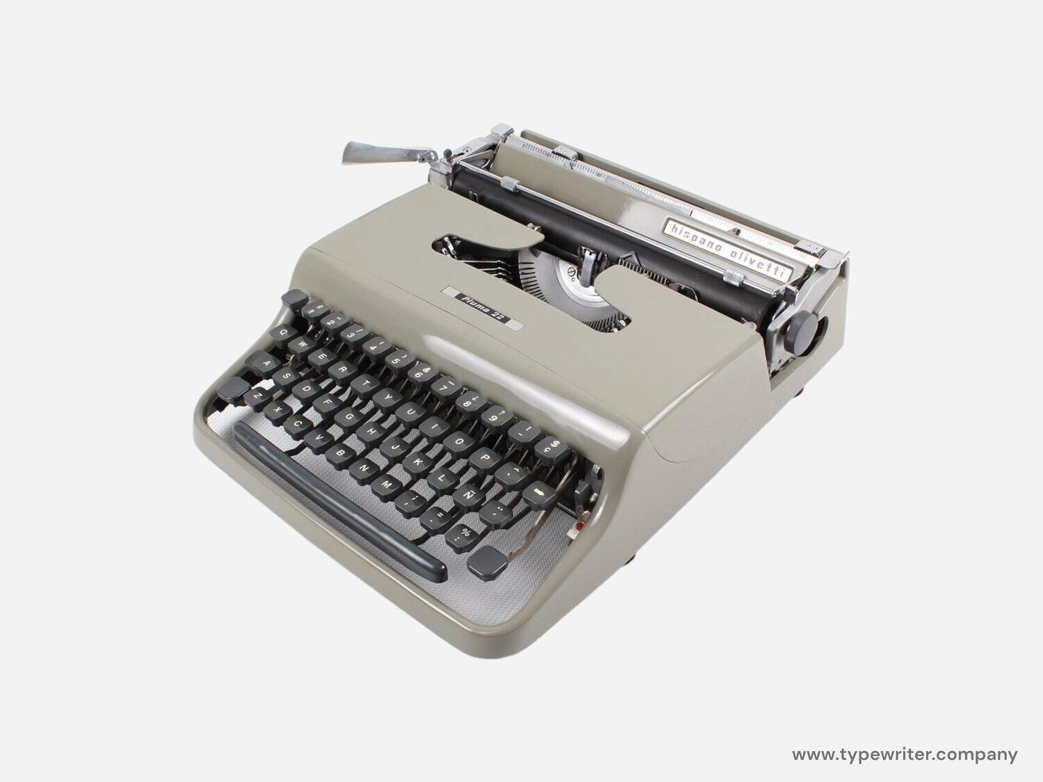 Olivetti Lettera Pluma 22 Light Gray Original Typewriter, Vintage, Manual Portable, Professionally Serviced by Typewriter.Company
