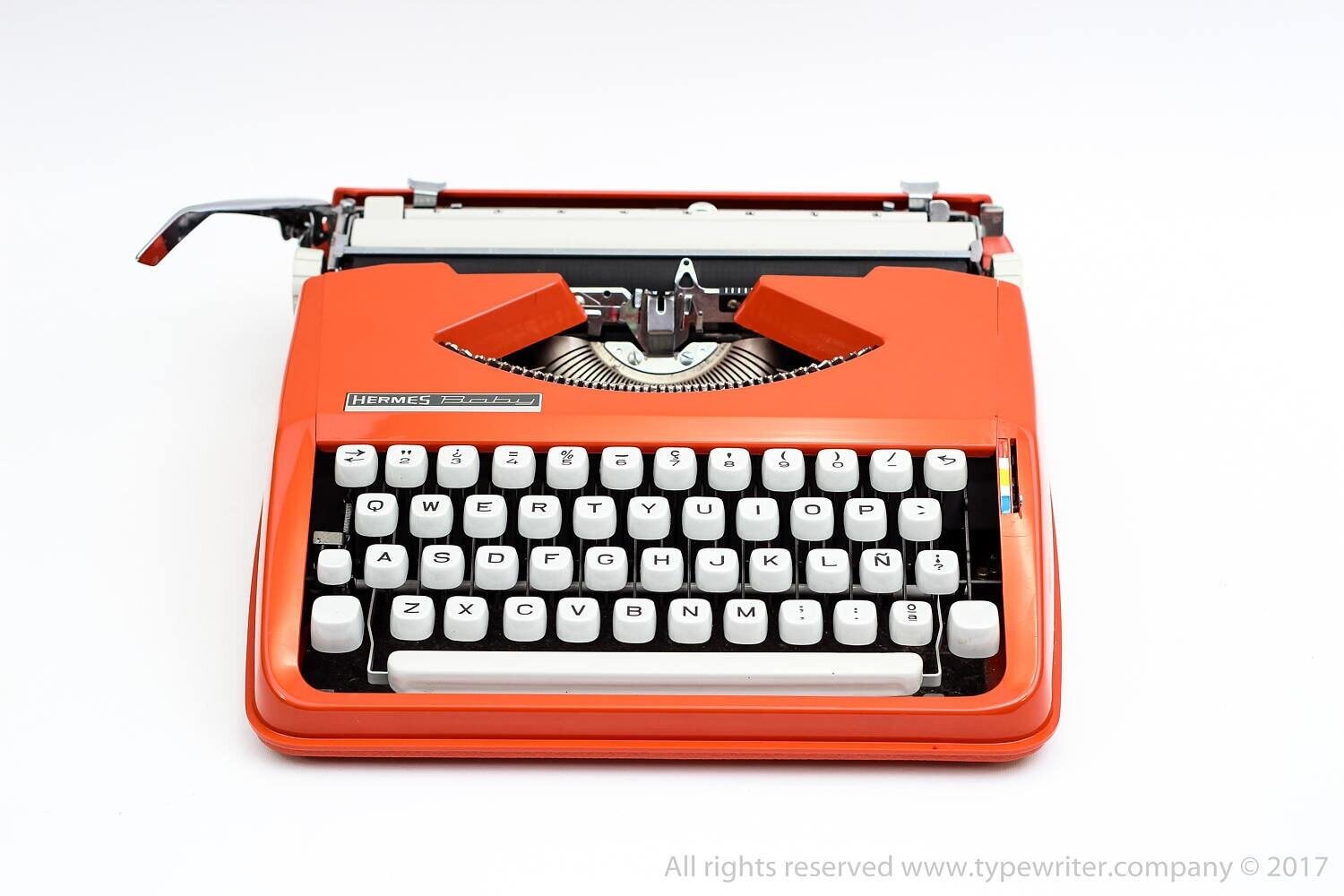 Hermes Baby Orange Typewriter, Vintage, Manual Portable, Professionally Serviced by Typewriter.Company