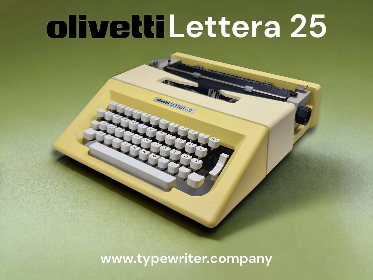 Olivetti Lettera 25 Buttercream Yellow Typewriter, Vintage, Portable, Restored