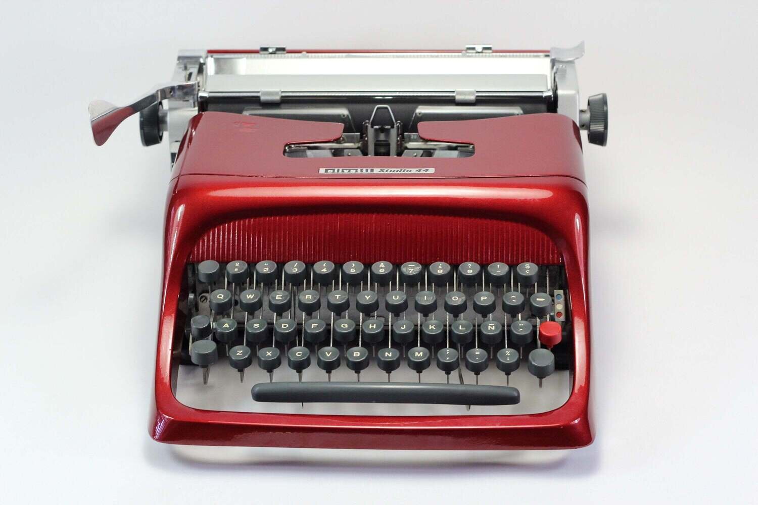Limited Edition Olivetti Studio 44 Burgundy Typewriter, Vintage, Manual Portable, Professionally Serviced by Typewriter.Company