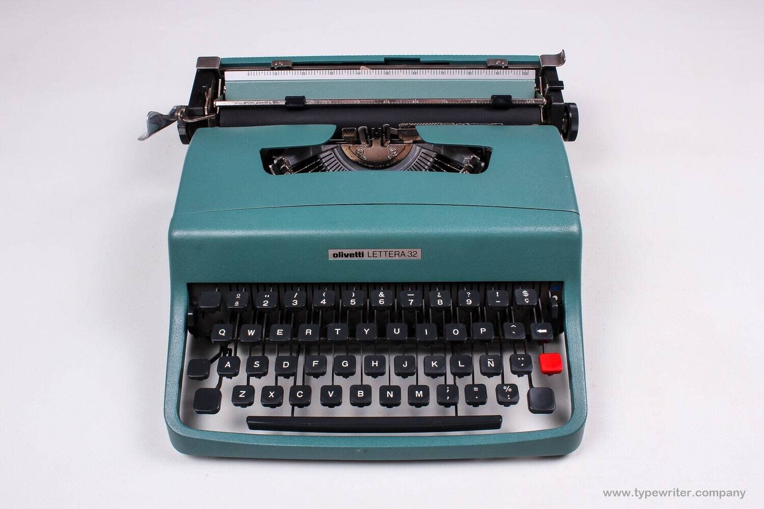 Olivetti Lettera 32 Original Teal Green Typewriter, Vintage, Manual Portable, Professionally Serviced by Typewriter.Company