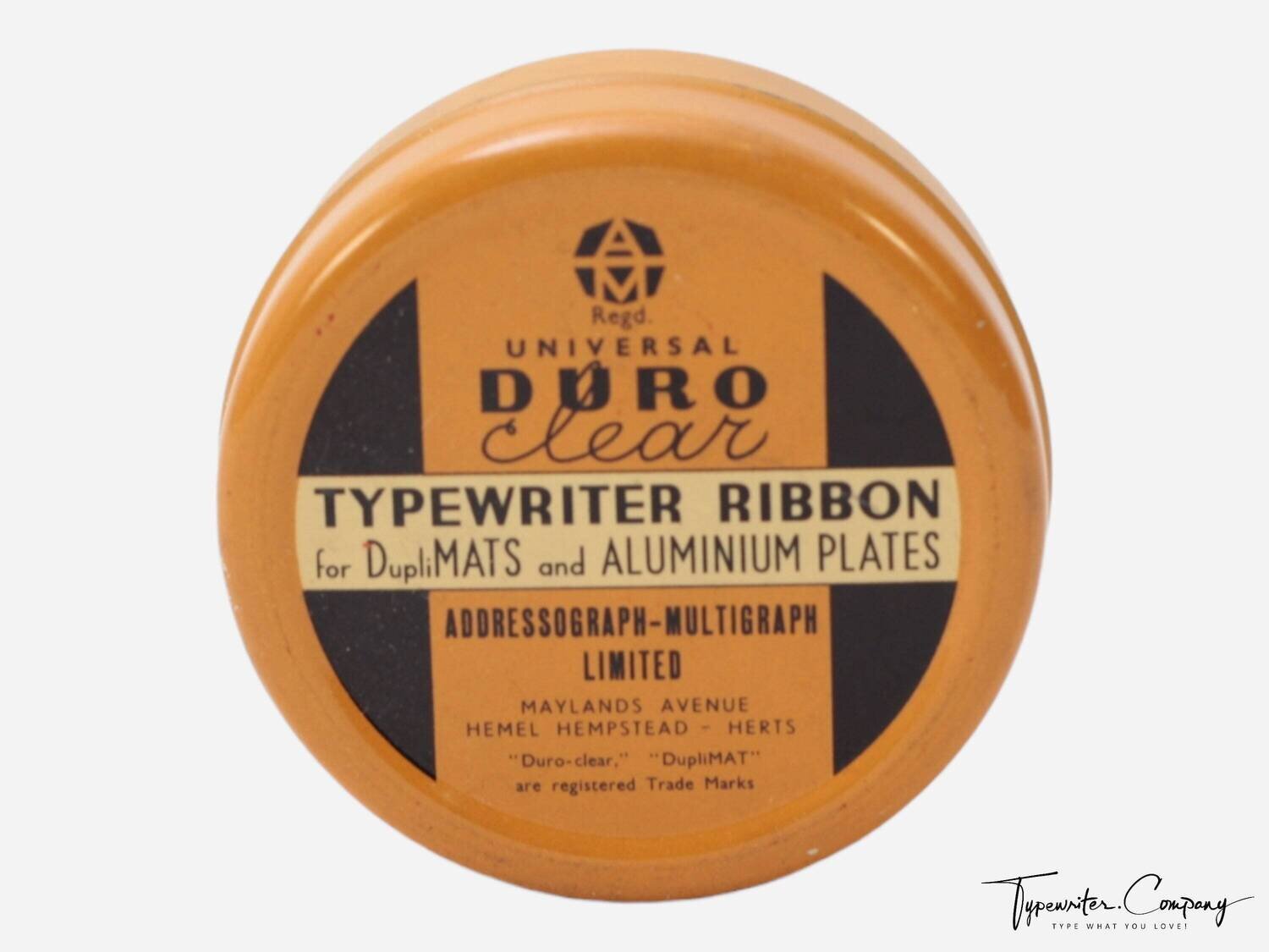 Duro Typewriter Ribbon Tin w/o Metal Spools, for Remington Noiseless, Microtype, Super-Ritter, KMC, Underwood Rand, Electric, etc.