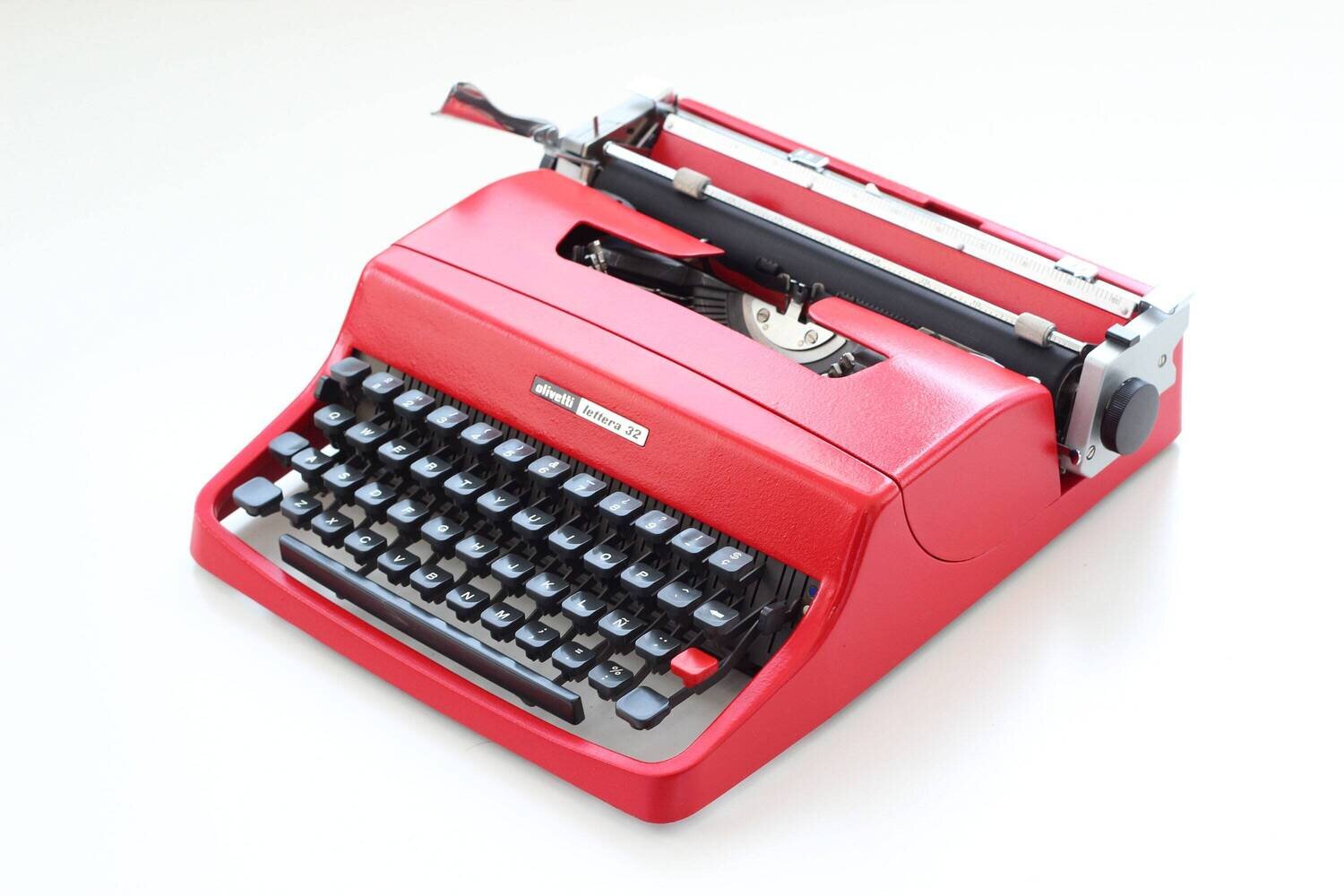 Olivetti Lettera 32 Red Typewriter, Vintage, Manual Portable, Professionally Serviced by Typewriter.Company