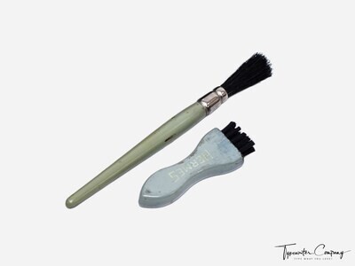 Original Two Hermes Brushes for Typewriters, Light Green and Light Blue Colors, for Hermes 2000, 3000, Baby, etc.
