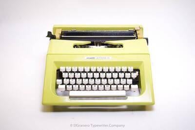 Olivetti Lettera 25 Lime Yellow Typewriter, Vintage, Manual Portable, Professionally Serviced by Typewriter.Company