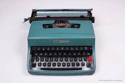 Olivetti Lettera 32 Original Teal Green Typewriter, Vintage, Manual Portable, Professionally Serviced by Typewriter.Company