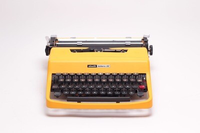 Olivetti Lettera 32 Custom Yellow Typewriter, Vintage, Manual Portable, Professionally Serviced by Typewriter.Company