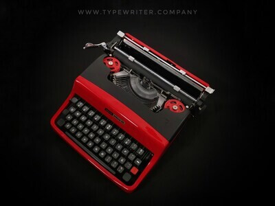 Olivetti Lettera 32 Red & Black Typewriter, Vintage, Mint Condition, Manual Portable, Professionally Serviced by Typewriter.Company