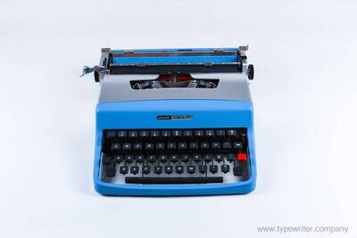Olivetti Lettera 32 Custom Blue Typewriter, Vintage, Mint Condition, Manual Portable, Professionally Serviced by Typewriter.Company